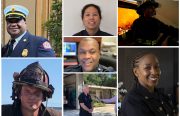 a collage of seven diverse Oakland firefighters